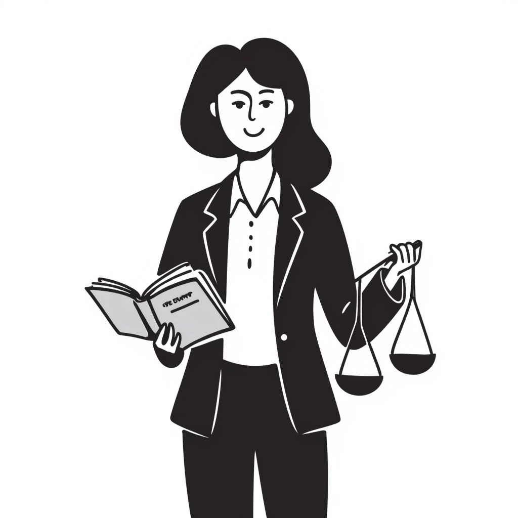 A female lawyer with a book and scales emoji