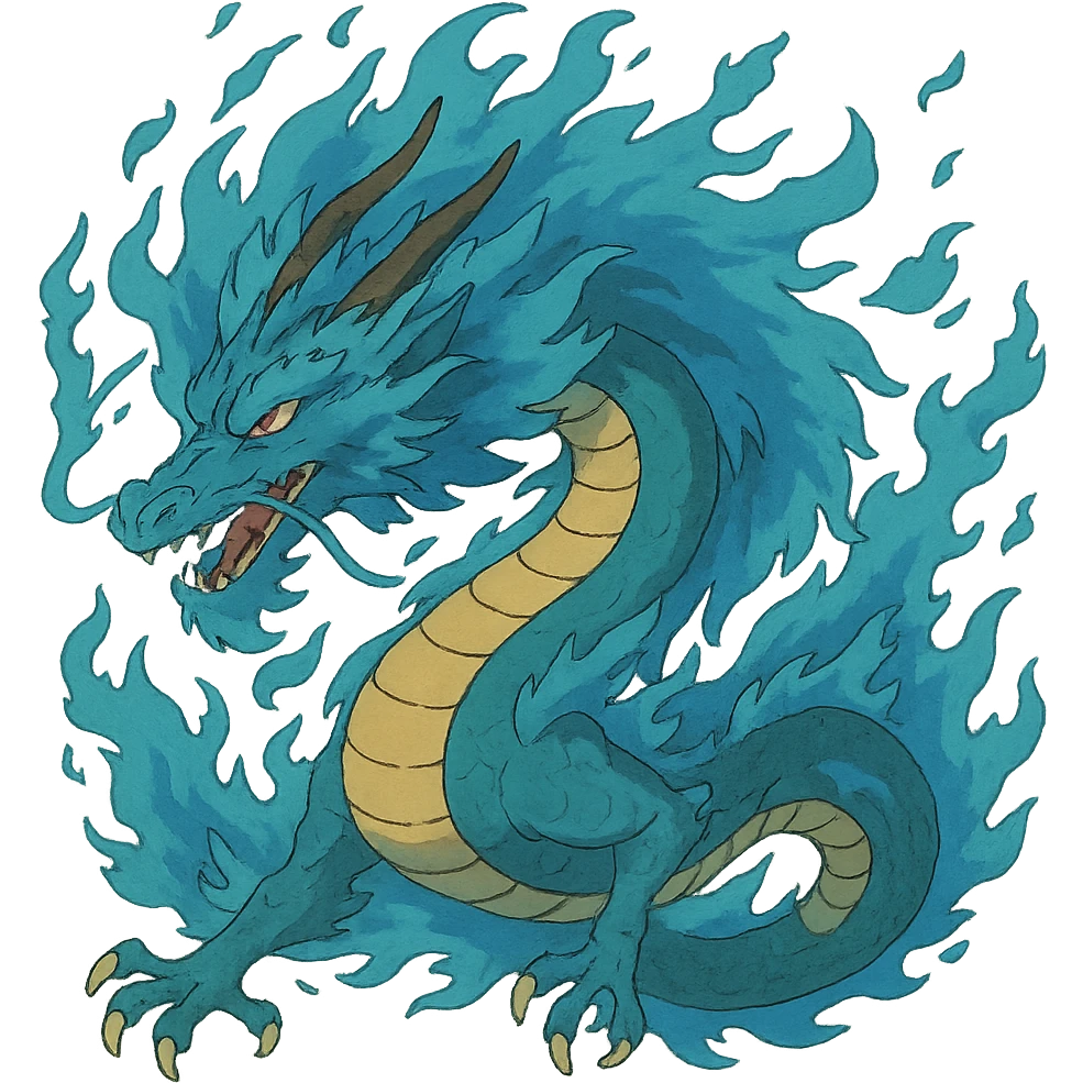 fiery blue dragon emoji
