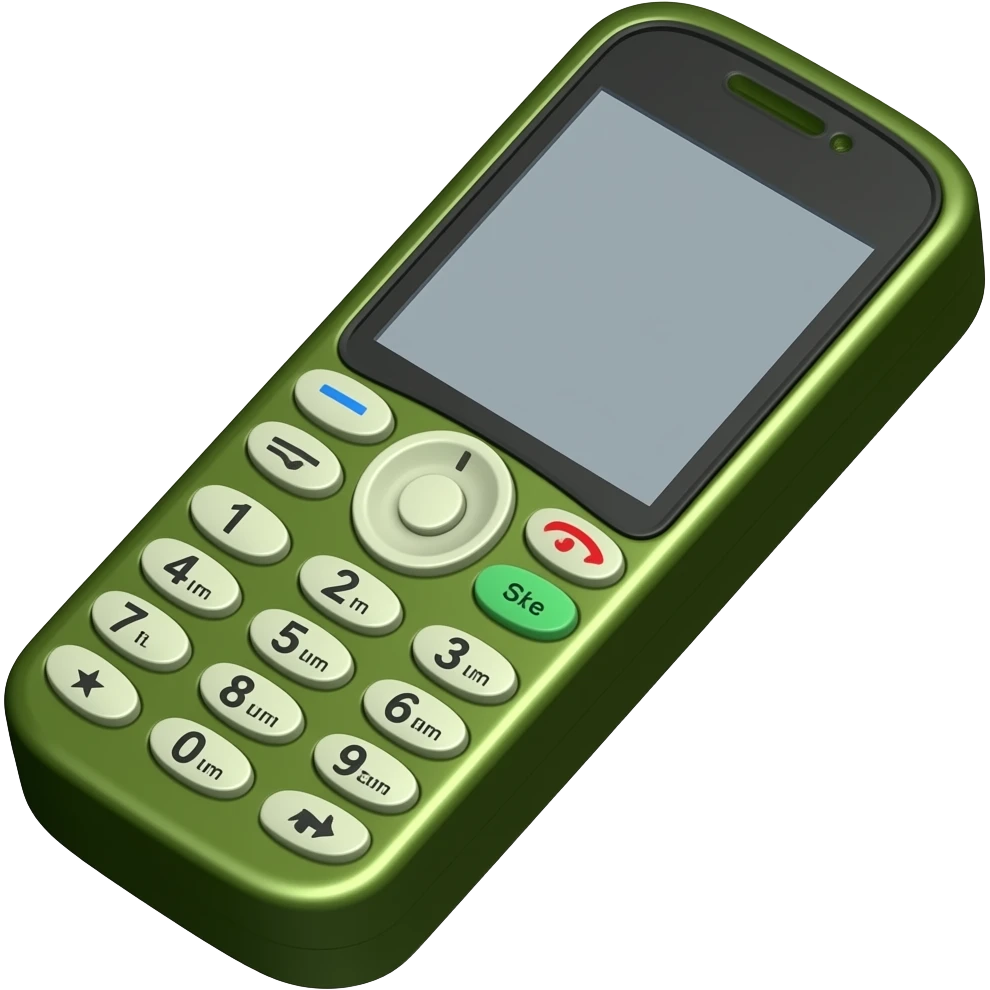 phone with a screen a The phone’s body) is olive-green color emoji