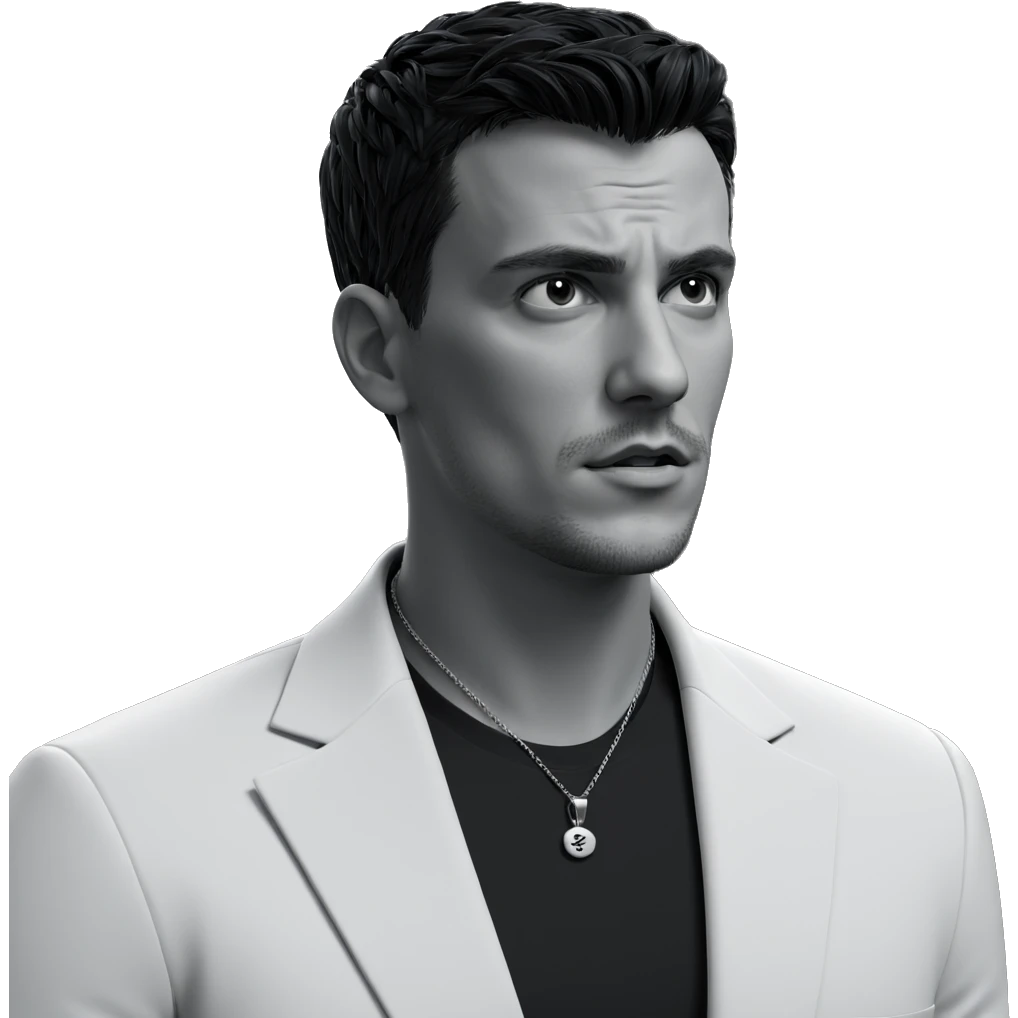 monochrome look with necklace emoji