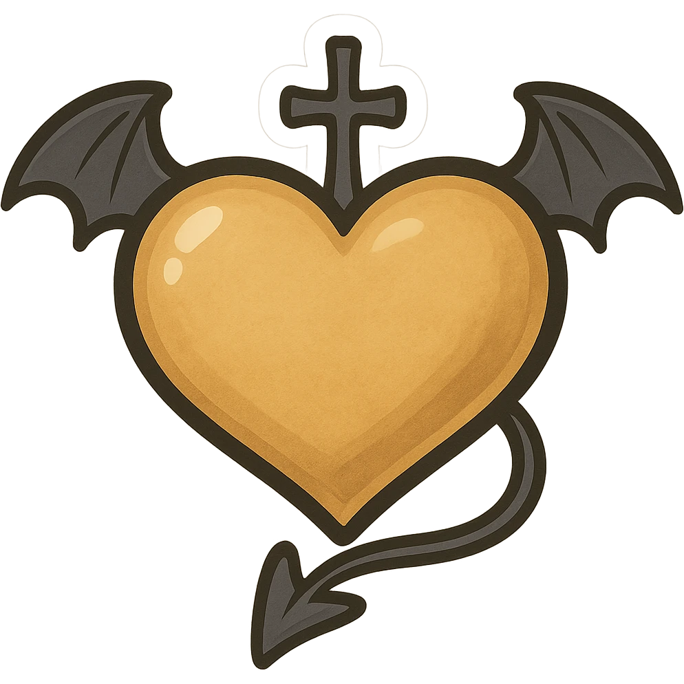 gold goth heart, remove background emoji