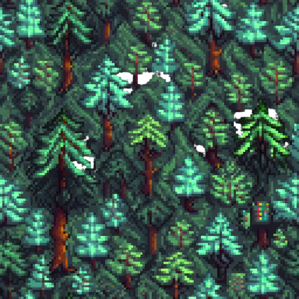 pixel art misty forest, retro style, warm muted colors, subtle grain, nostalgic aesthetic emoji
