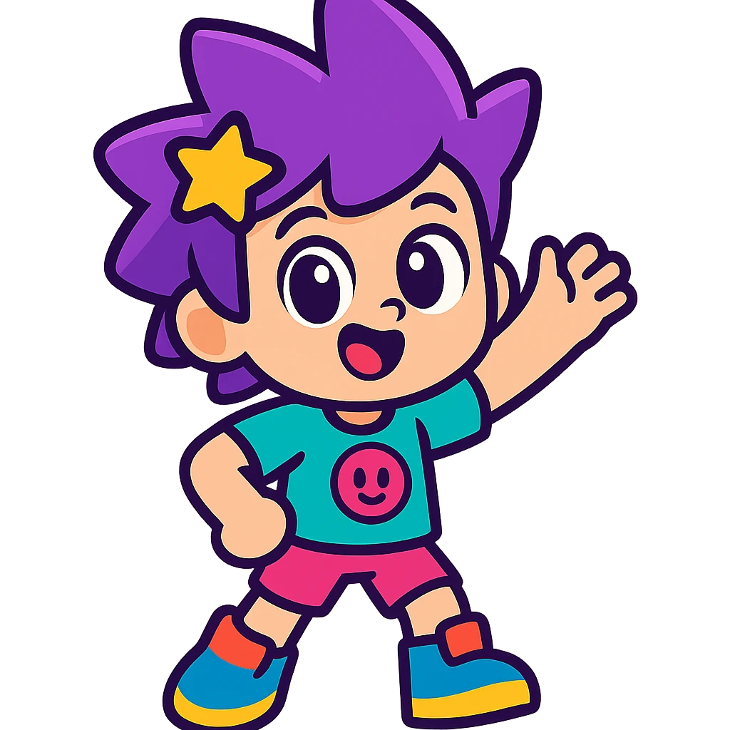 PK XD character, cute and expressive, big eyes, cartoon style emoji