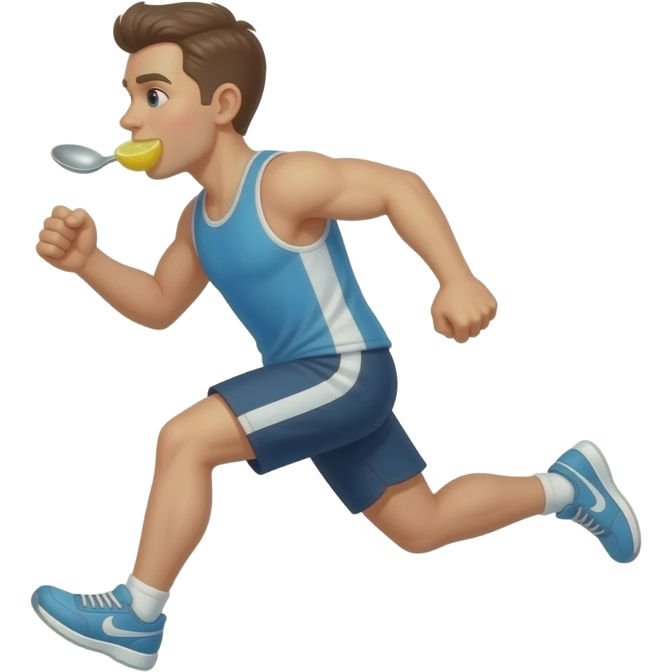 man racing with spoon and lemon in his mouth emoji