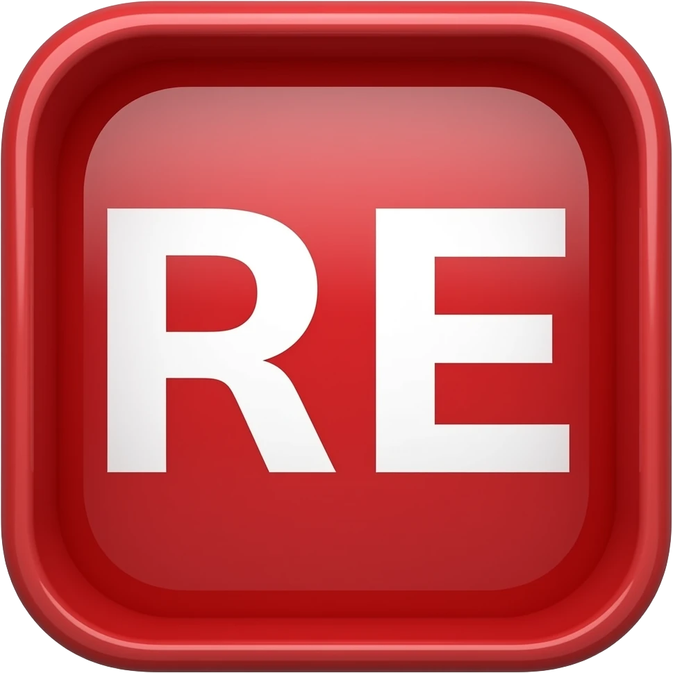 R with an E making RE in a red box emoji