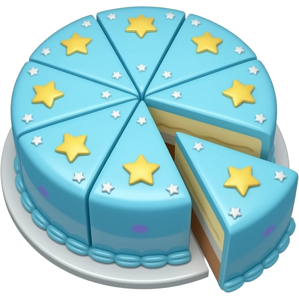 Light blue starry light blue sliced cake emoji