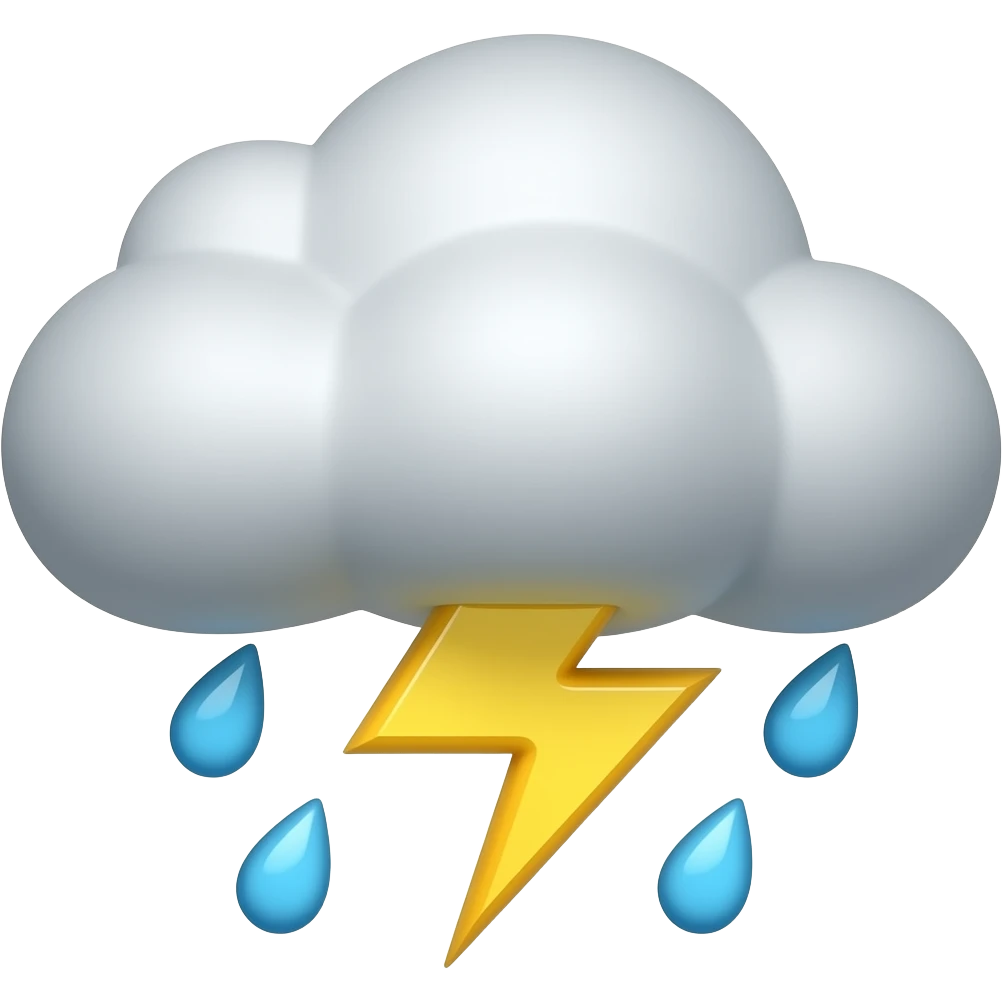 cloud with rain and lightning emoji