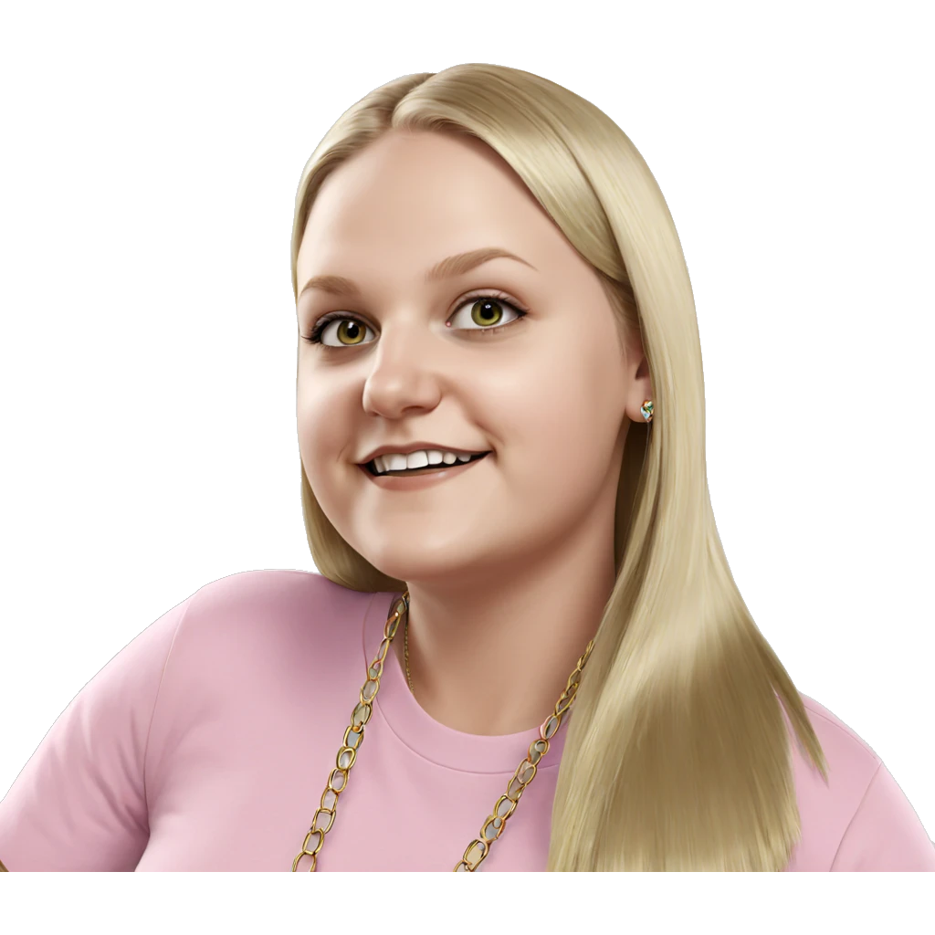 smiling blonde with necklace emoji