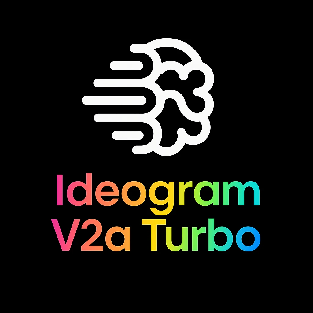 make a colorful text of "Ideogram V2a Turbo", black background, add this logo too emoji