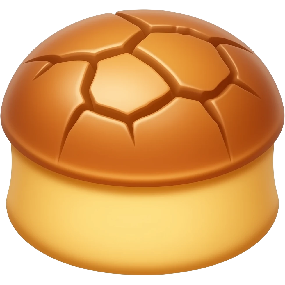 adorable mini butter cake emoji, round dome shaped caramelized butter cakes with cracked tops, deep golden brown color, soft fluffy texture, kawaii dessert style, sticker emoji, transparent background emoji