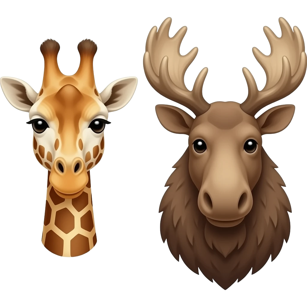 Einfacher Giraffenkopf und Elchkopf wünschen sich Glück emoji
