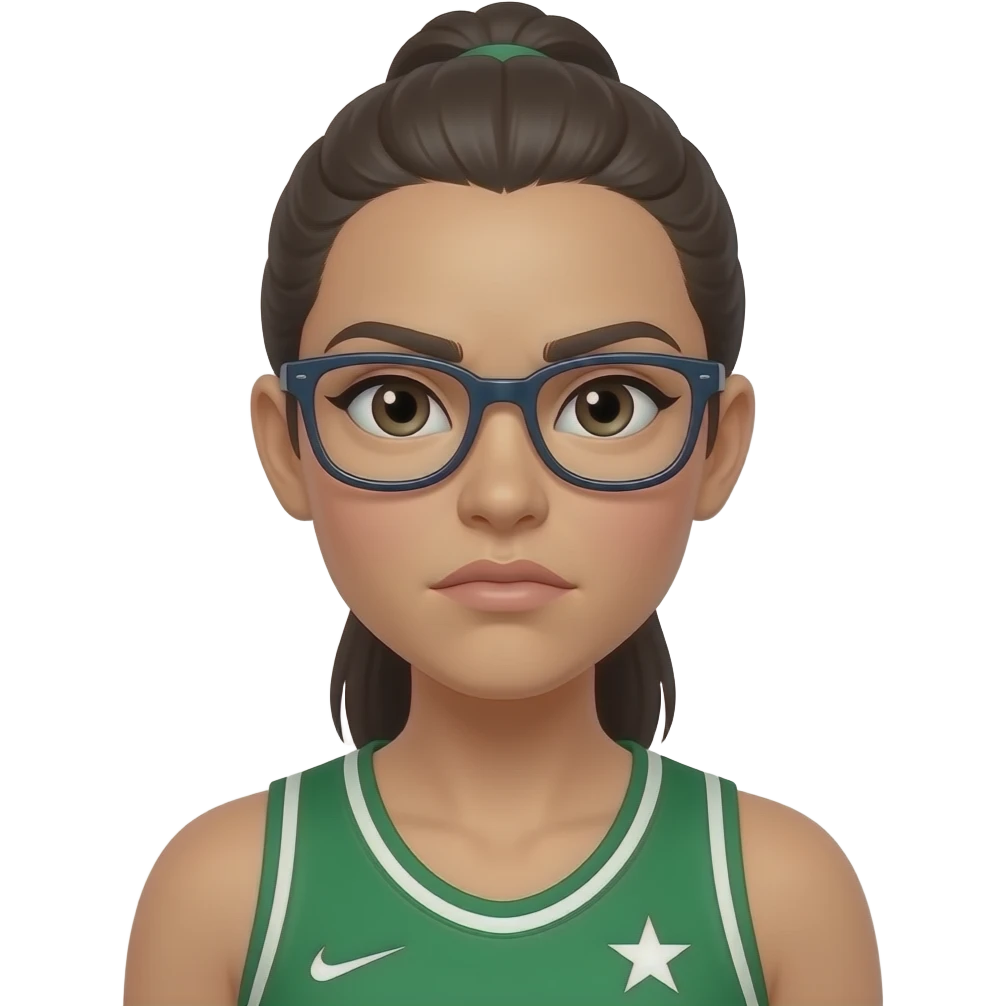 female Athlete in green jersey With Glass emoji