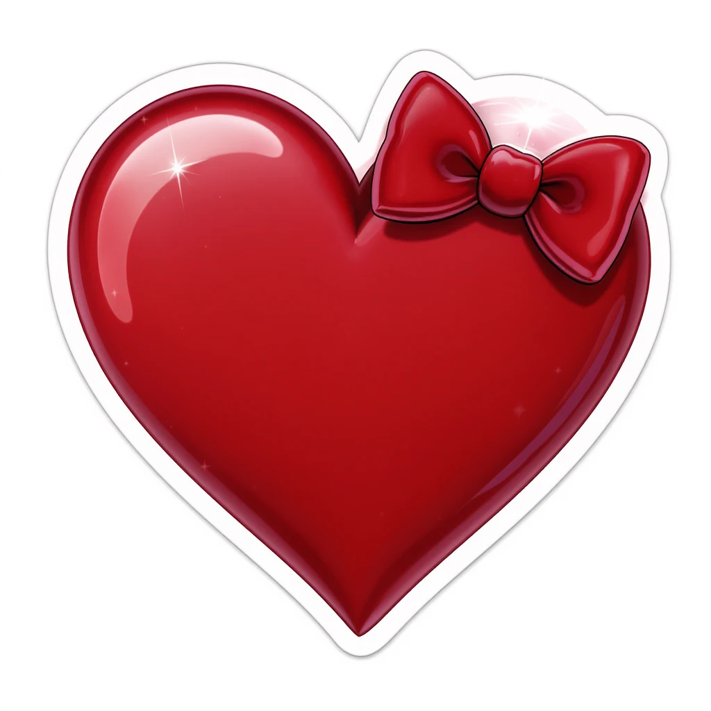 goth heart emoji, cute and shiny, with a bow accent, no background emoji