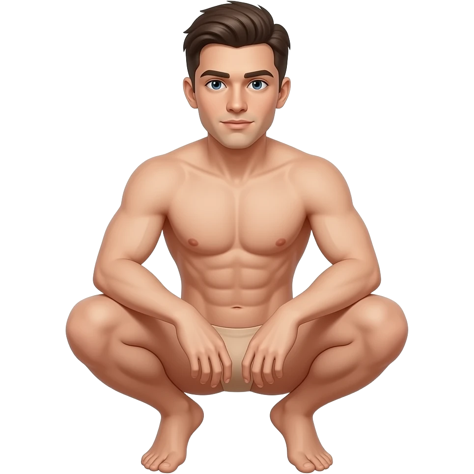 Nude guy, crouching emoji