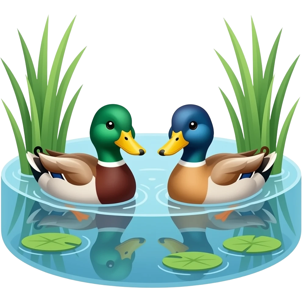 Two Autistic ducks floating in a pond emoji