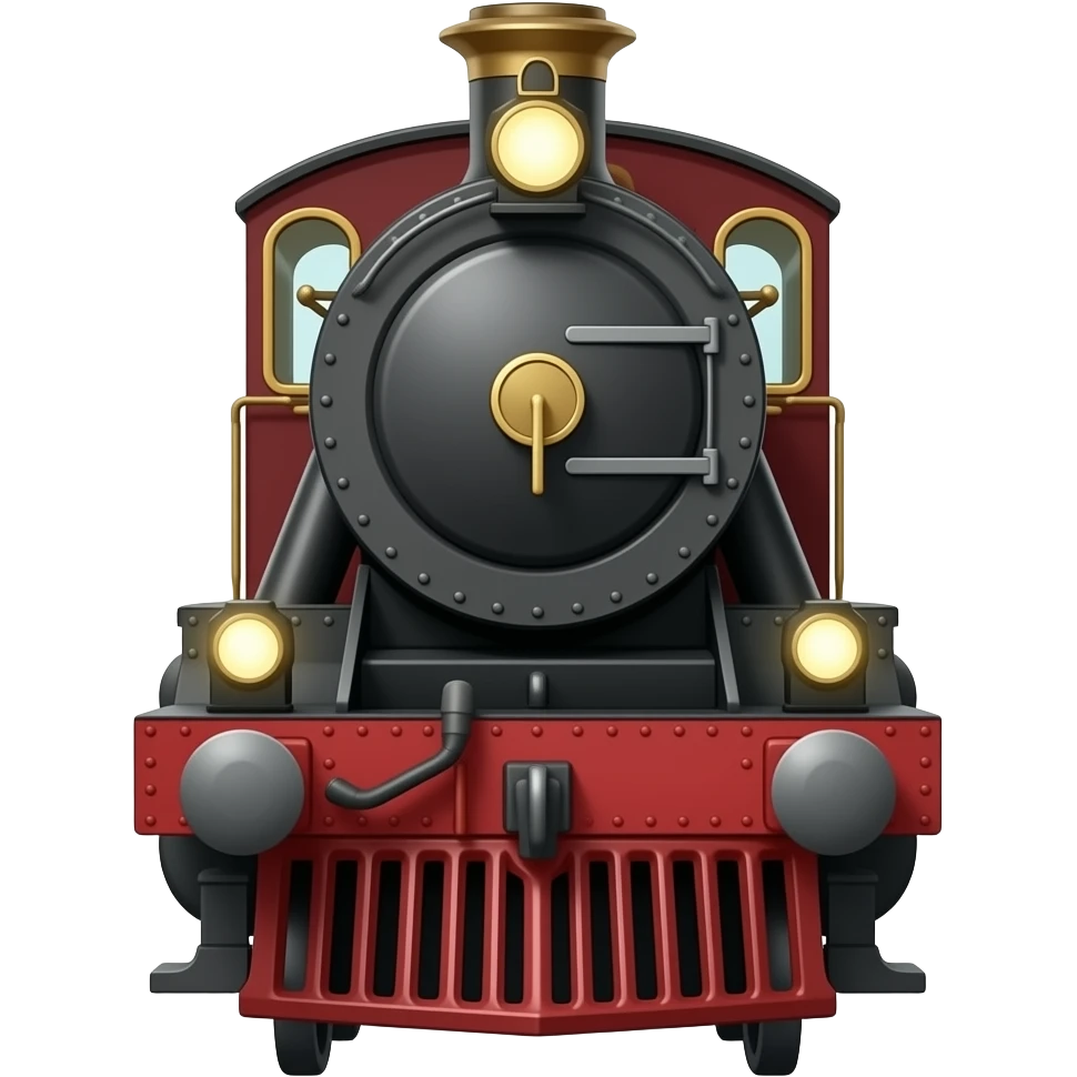 Maroon steam train emoji style front view emoji