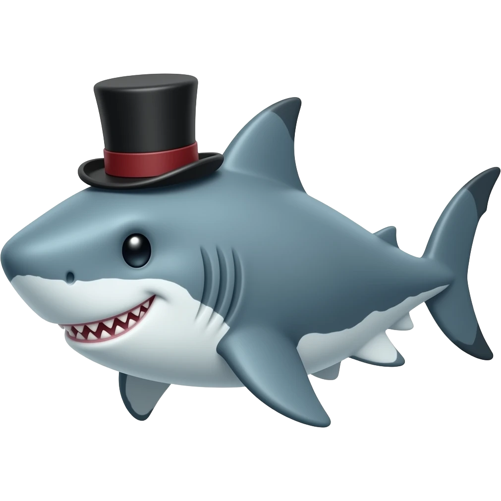 Shark with a top hat emoji