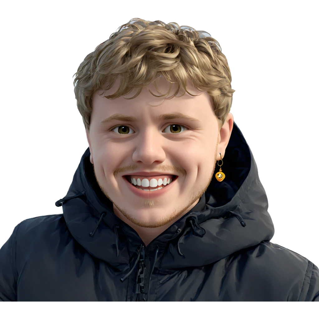 smiling boy with earrings outdoors emoji