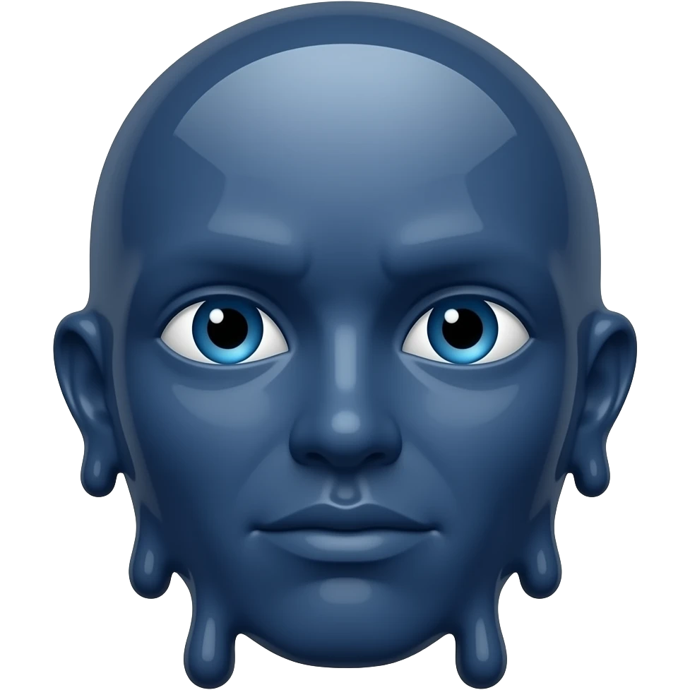 Navy blue melting face emoji