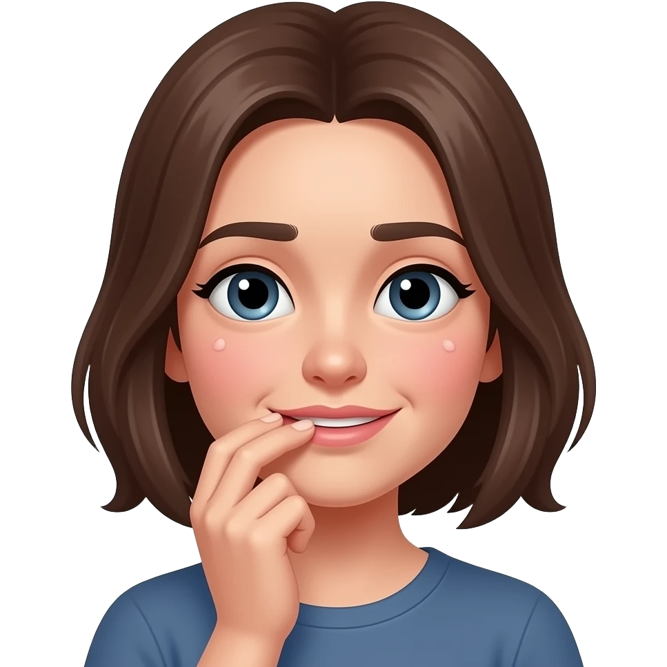 Shy , blushing, nail biting emoji