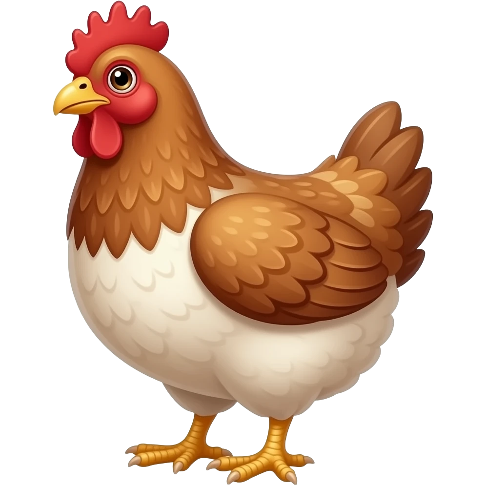 Cartoon 2d brown and white hen emoji