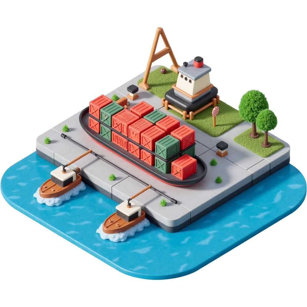 port with cargo ship
 emoji