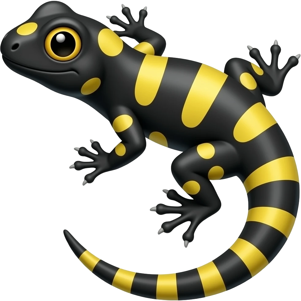 Cartoon 2d black lizard with yellow spots and stripes emoji