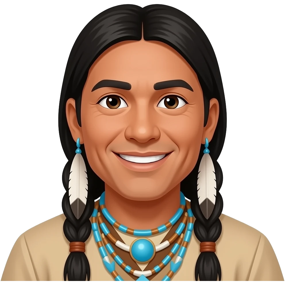 Native american man soft features smiling emoji