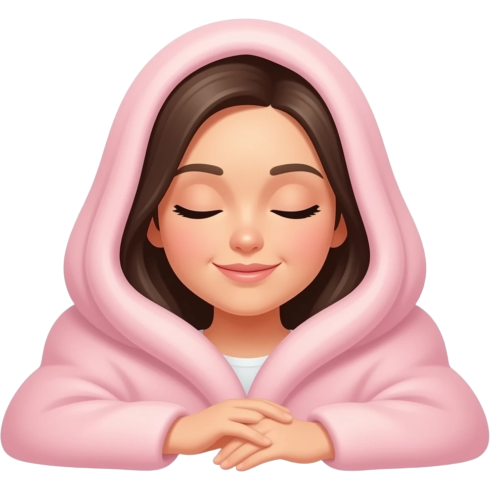 woman under pastel pink blanket emoji