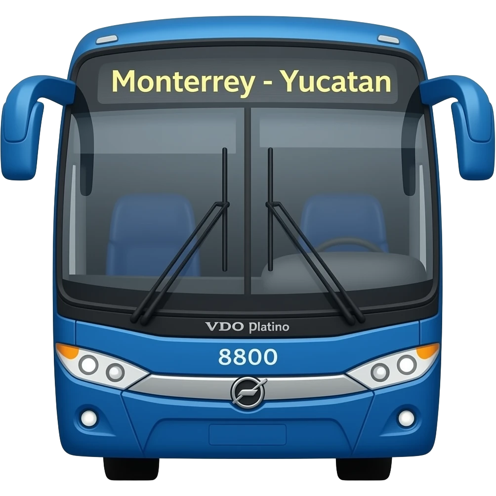 Volvo 9800 azul con letras ado platino y arriba en el vidreo diga monterrey- yucatan que siga siendo 2d y que no tenga espejos emoji