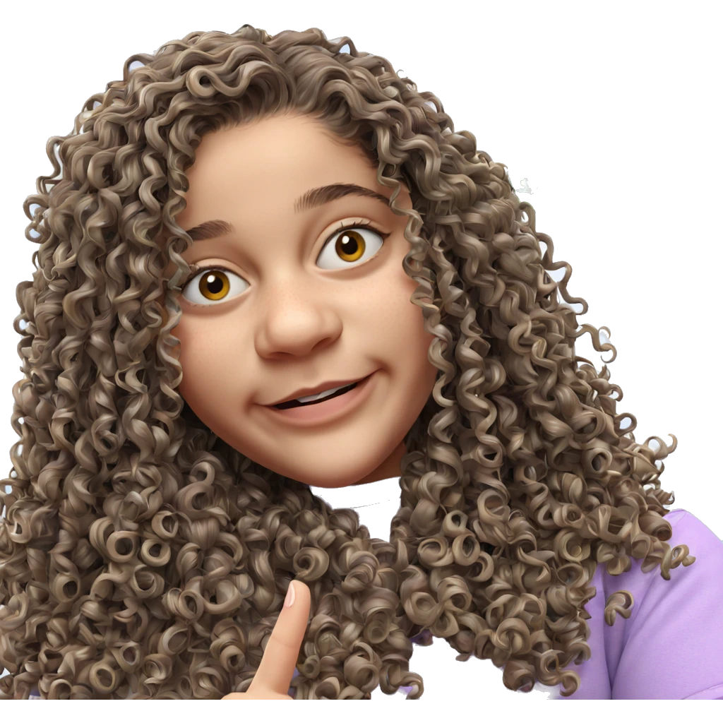 smiling girl with curly hair emoji
