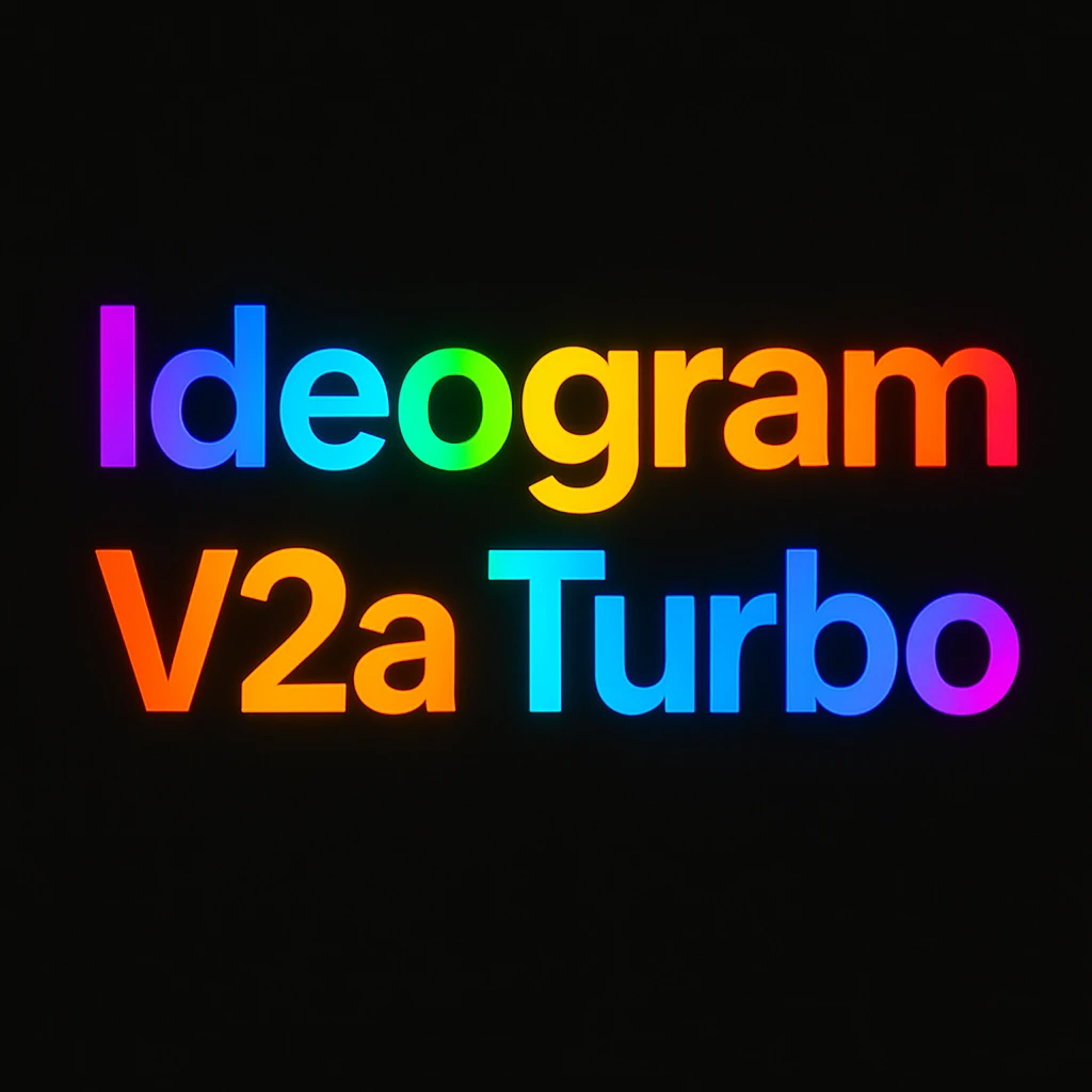 make a colorful text of "Ideogram V2a Turbo", black background emoji