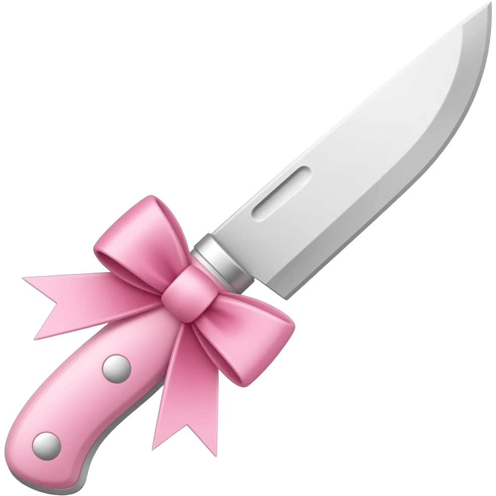 Pastel pink dainty neat cute edgy knife with a pastel pink ribbon emoji
