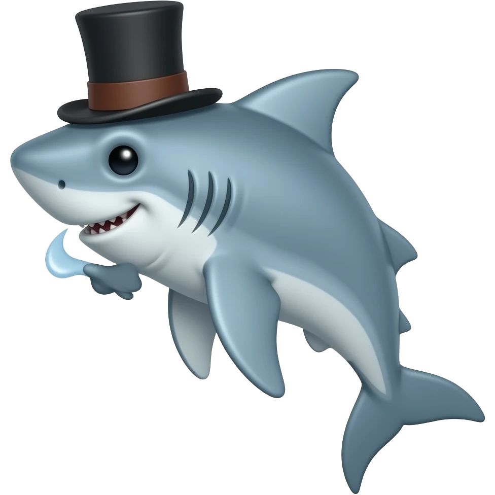 Shark with a top hat emoji