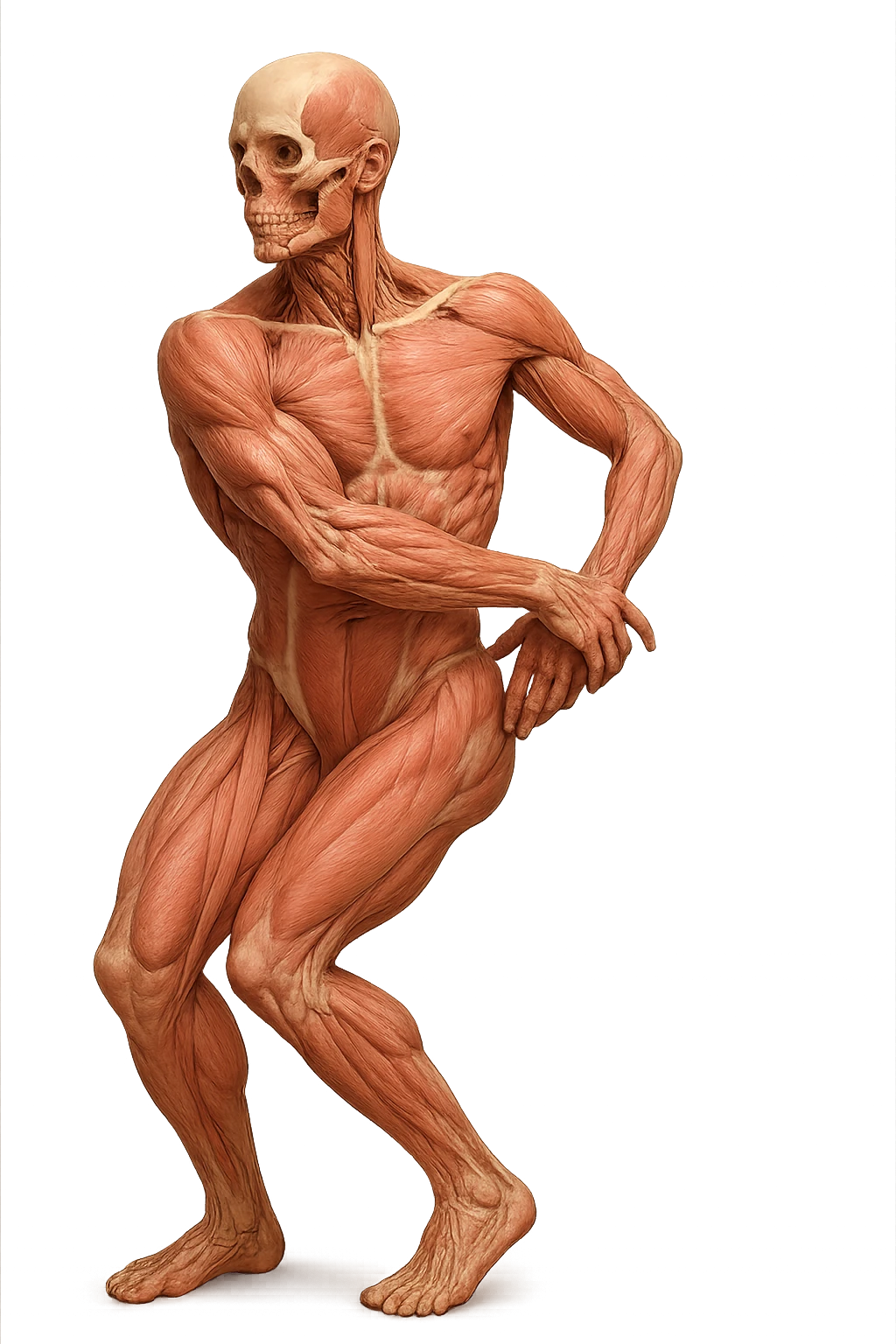 corpo umano anatomico con postura storta, IPERREALISTICo 4K emoji