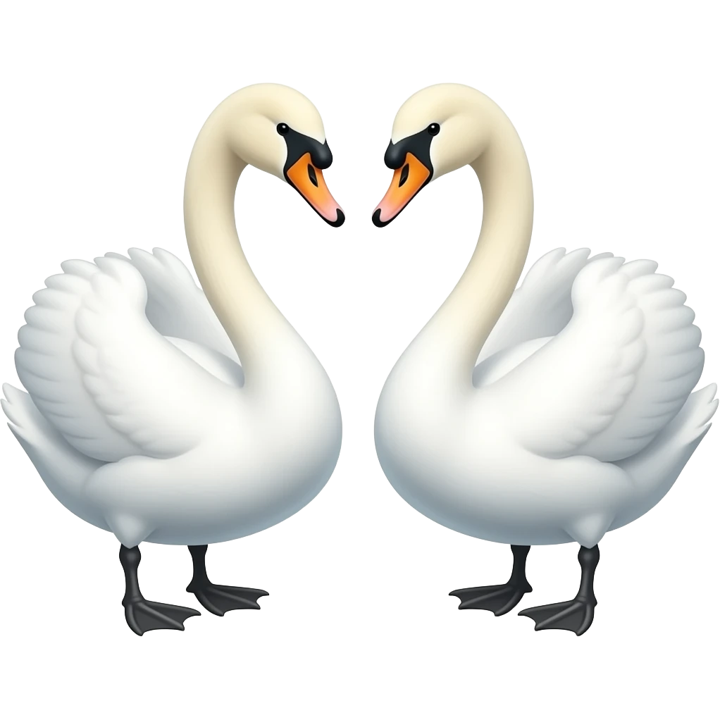 Two swans seeing each other emoji