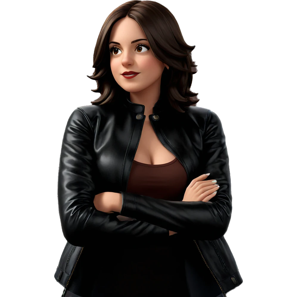 brown-haired girl in leather emoji