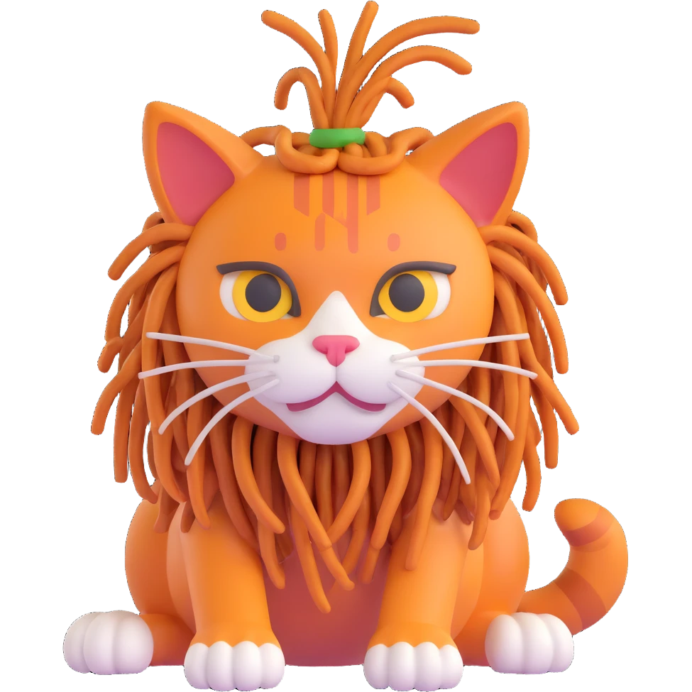 orange cat with dreads emoji
