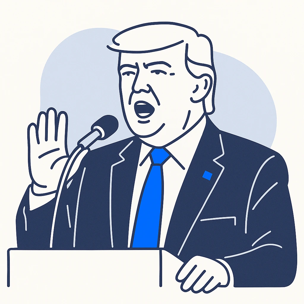 Donald Trump speaking at a rally emoji