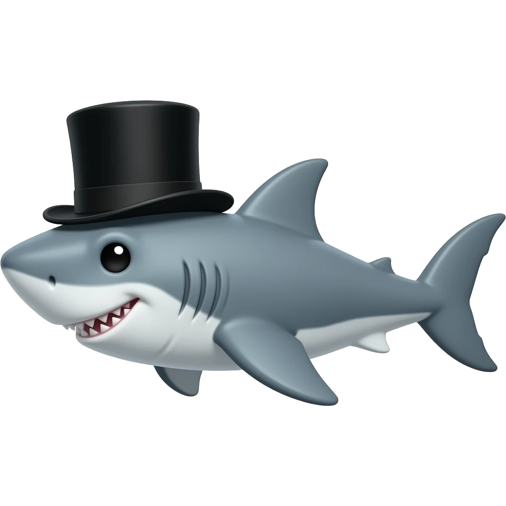 Shark with a top hat emoji