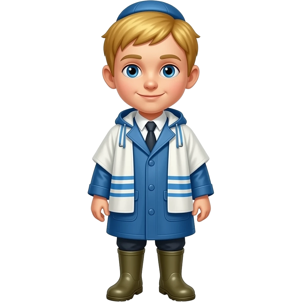 hasidc jowish boy wish  gumboots blond haer rane cod emoji