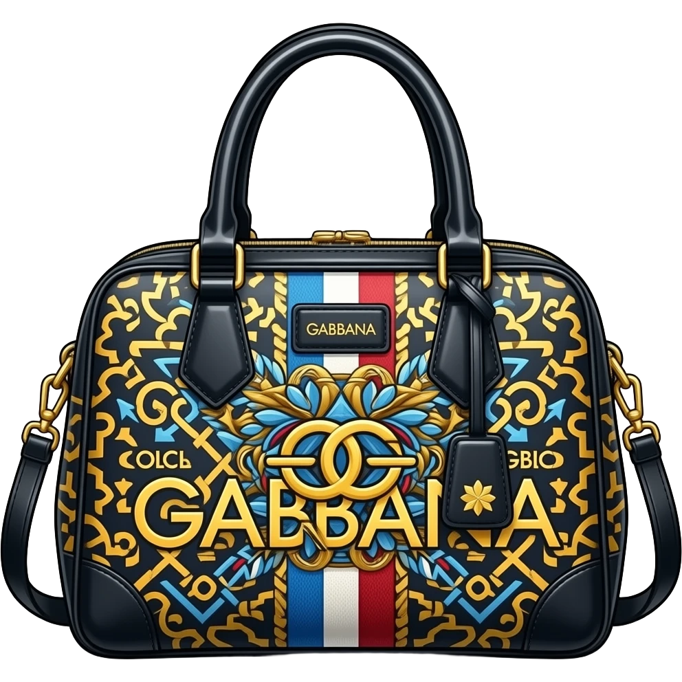 Ultra realistic dolce and Gabbana bag in a bright mixed with dark matte highly detailed comic book pop art illustration style and vibe emoji