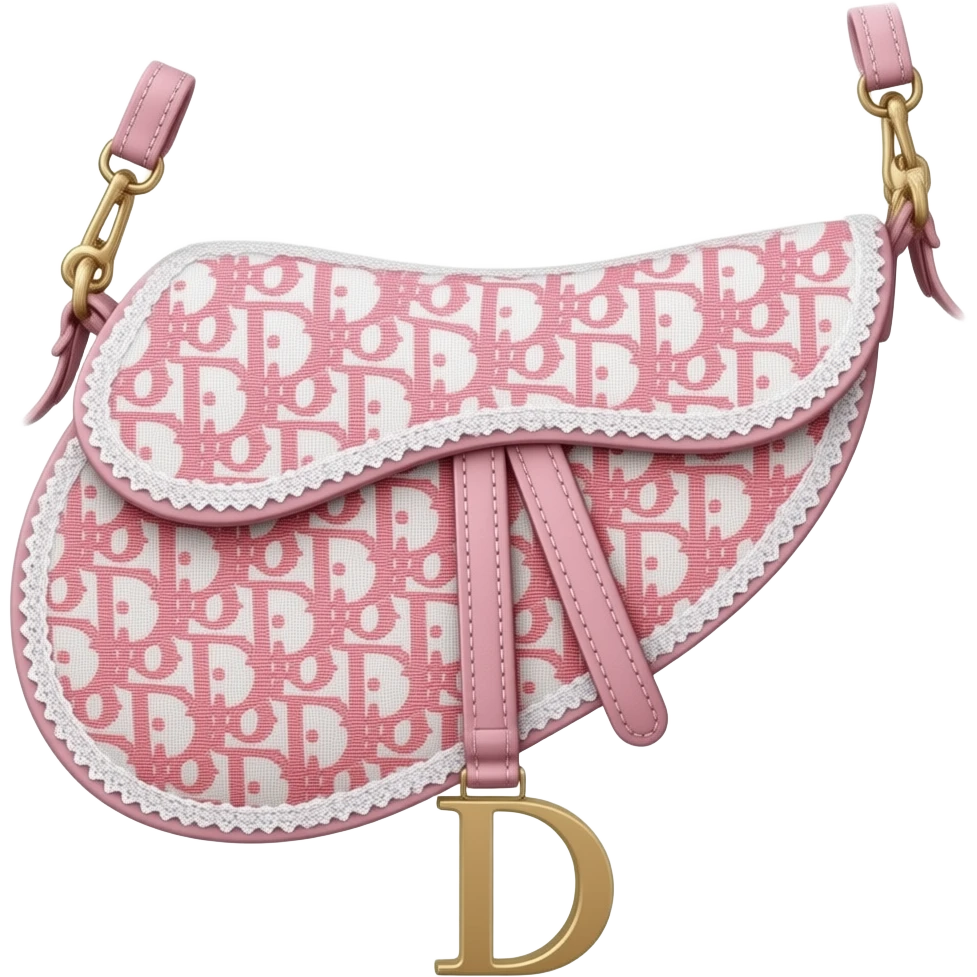 Pink Dior Oblique Embroidery and White Lace saddle bag emoji