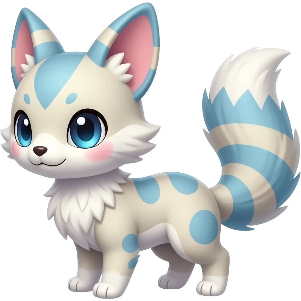 Hyper-realistic cute adorable beautiful elegant Colorful Skilled Adept Graceful Asian Painted Meloetta-Furret-Lycanroc-Zangoose-fusion-hybrid-creature (full body) emoji