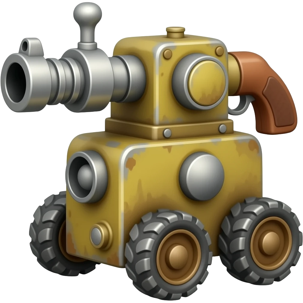 rusty gun machine on wheels emoji