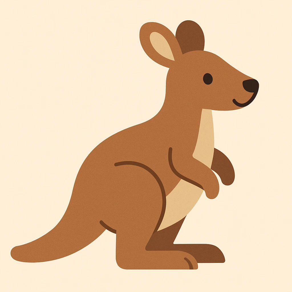 Flat design style kangaroo emoji