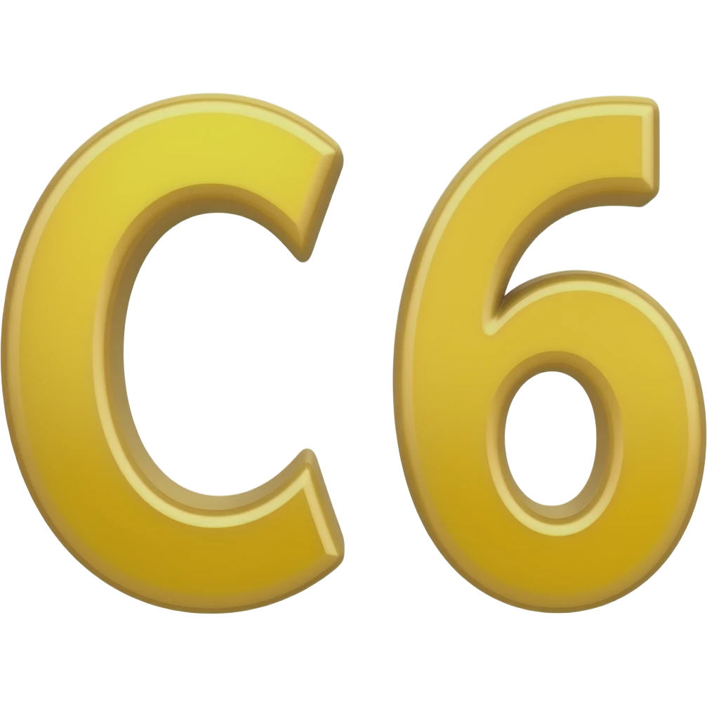 C 6 number letter yellow colour emoji