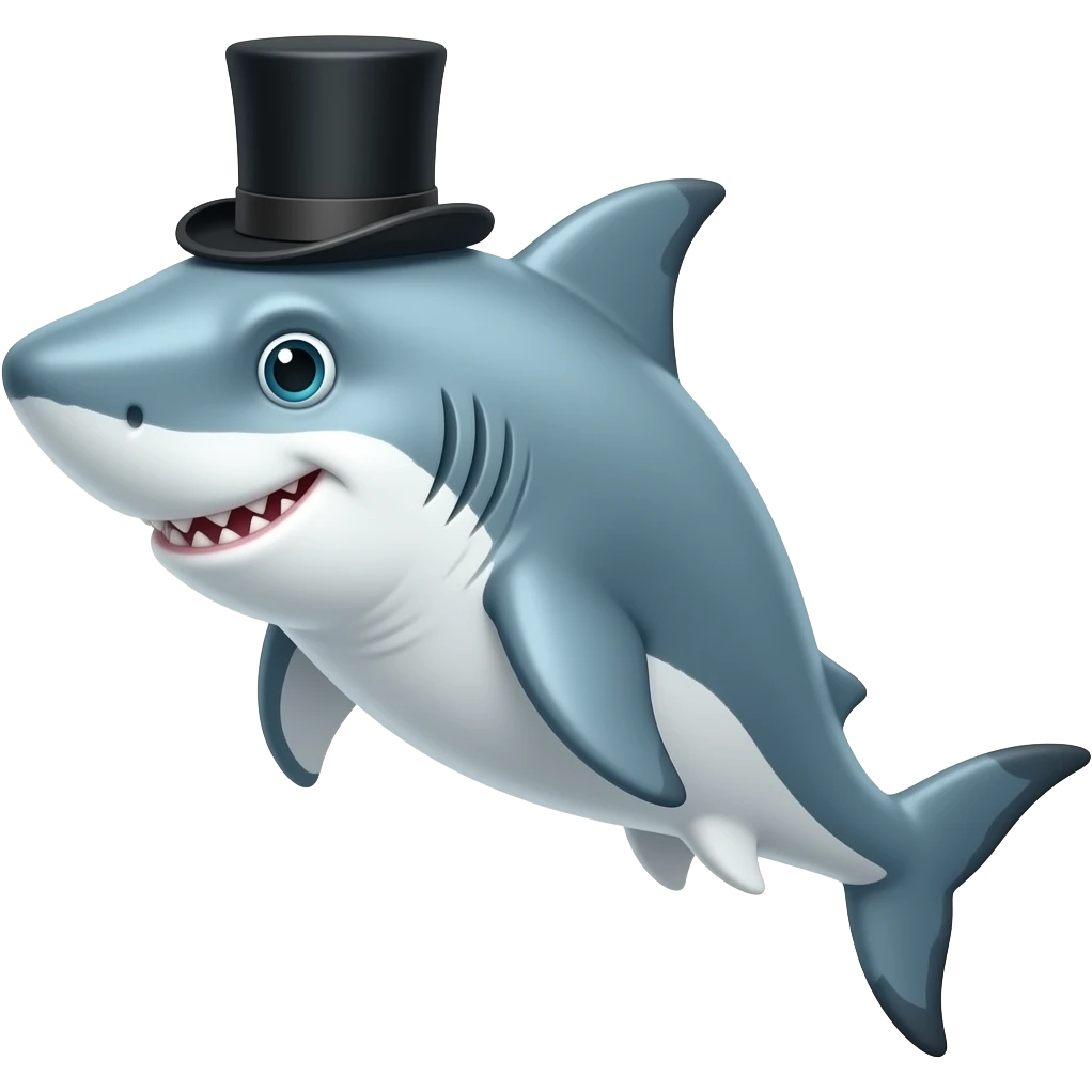 Shark with a top hat emoji