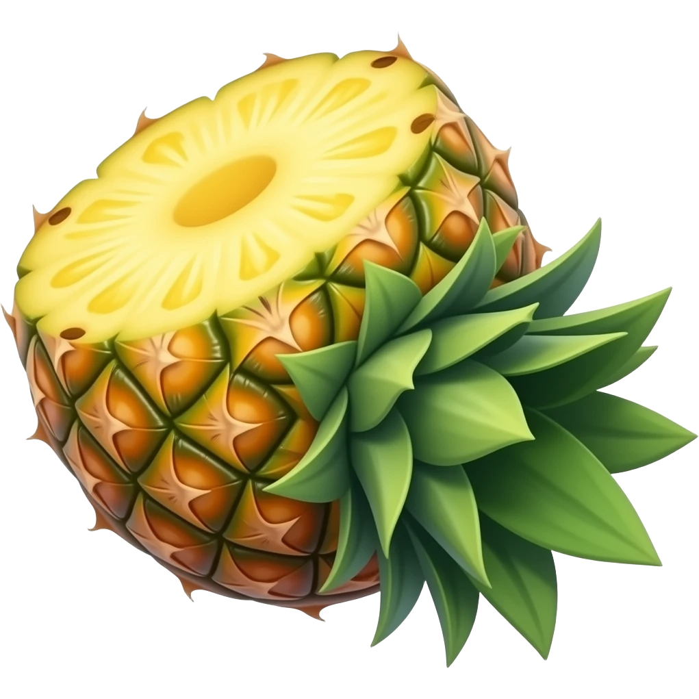 A pineapple flipped 180 degrees clockwise around the x axis emoji