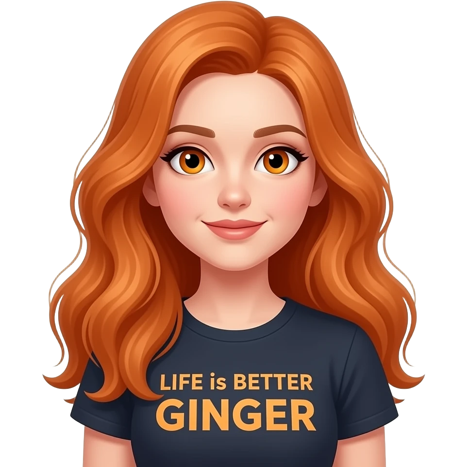 sexy girl with overlong ginger hair and ginger eyes a top with LIFE is BETTER with a GINGER written on it emoji